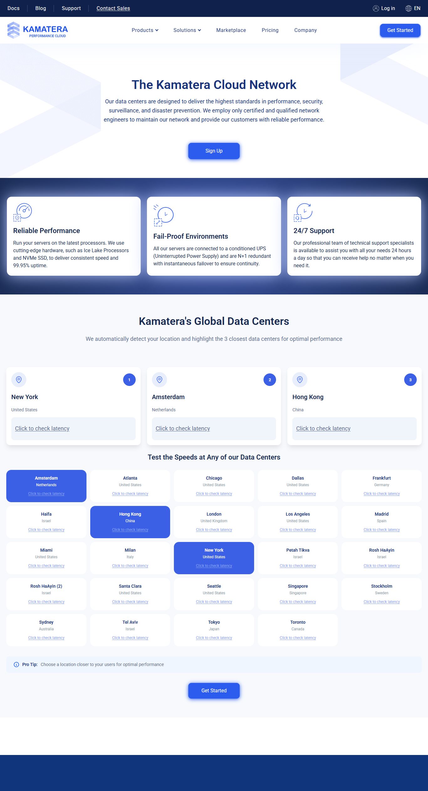 Kamatera global data center locations across North America, Europe, and Asia