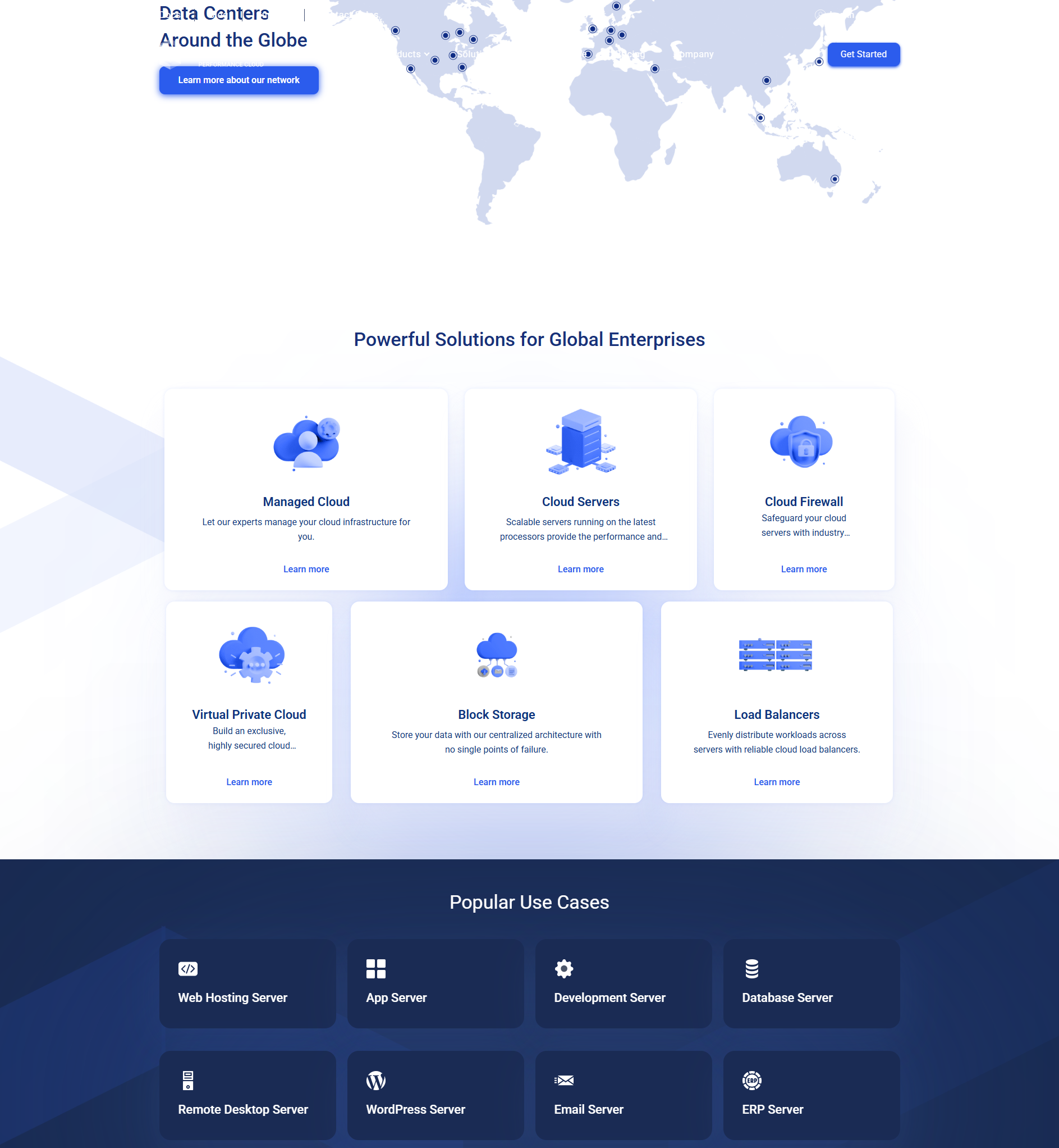 Kamatera global data centers map showing 14 locations worldwide