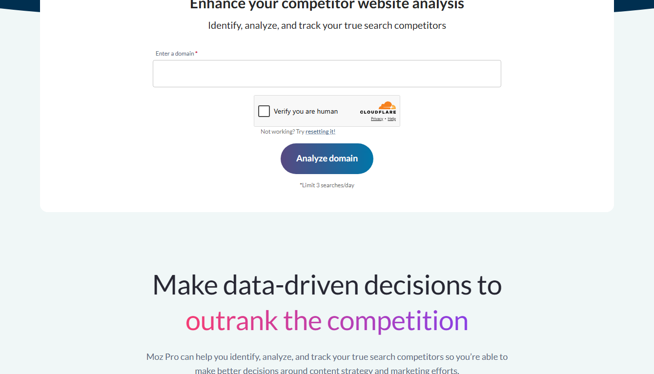 Moz Domain Analysis tool
