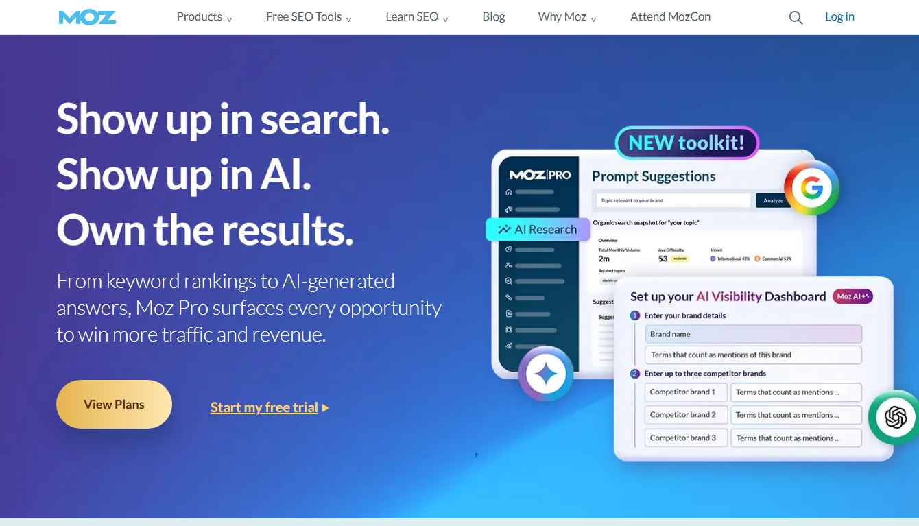 Moz homepage