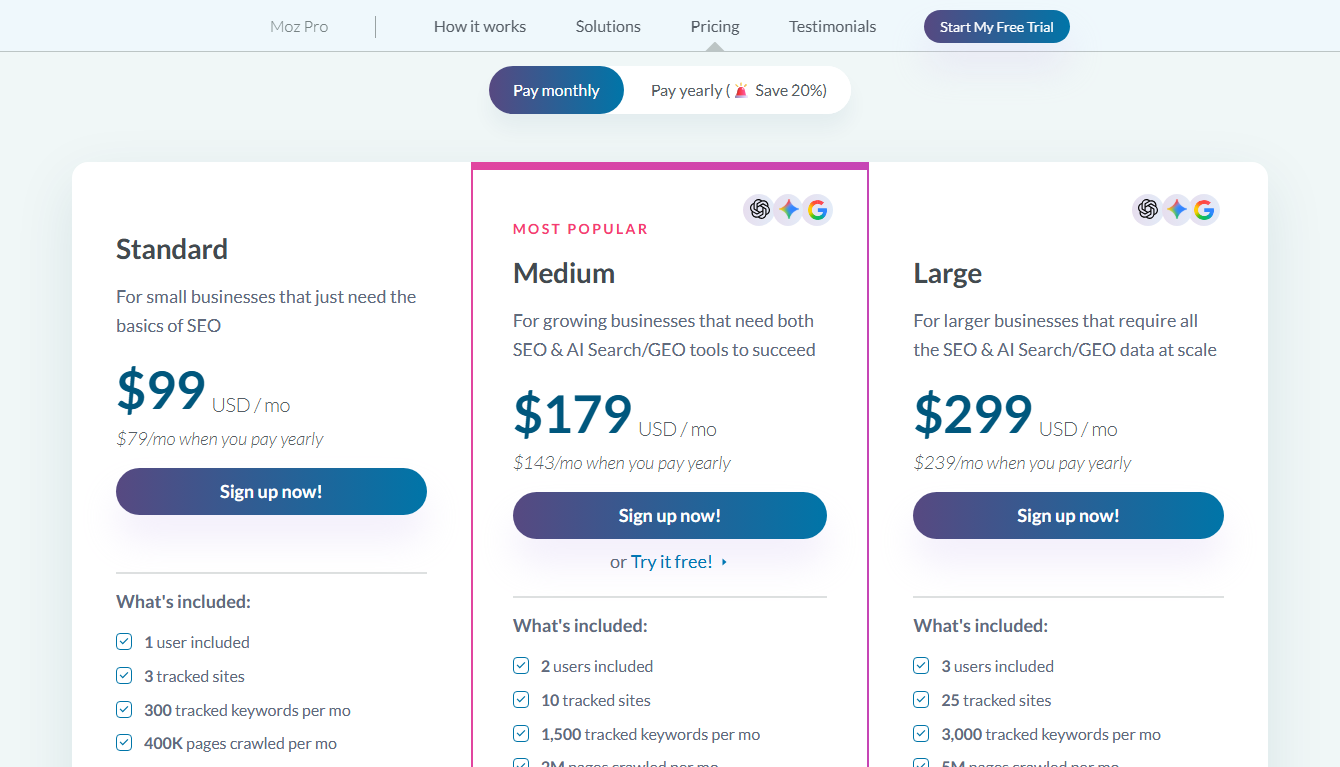 Moz Pro pricing